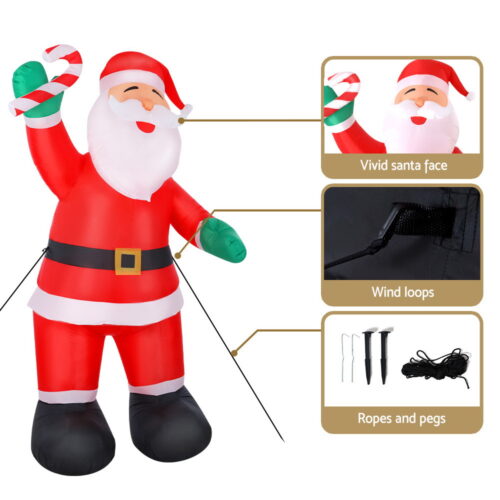Jingle Jollys Christmas Inflatable Santa 3M Illuminated Decorations - Image 5