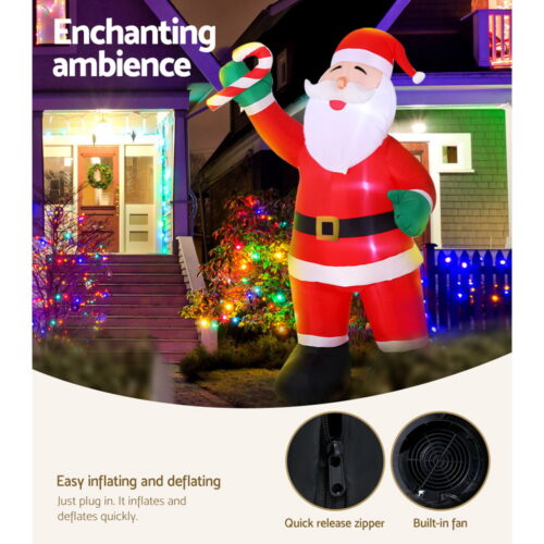 Jingle Jollys Christmas Inflatable Santa 3M Illuminated Decorations - Image 6