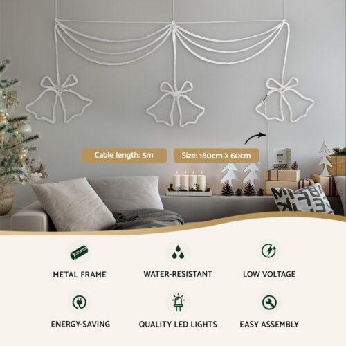 1.8M Christmas Lights 288 LED Bell Motif Light Decorations Jingle Jollys - Image 4