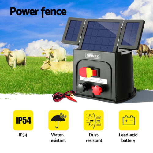 Giantz 8km Electric Fence Energiser PET Solar Energizer 0.3J - Image 4