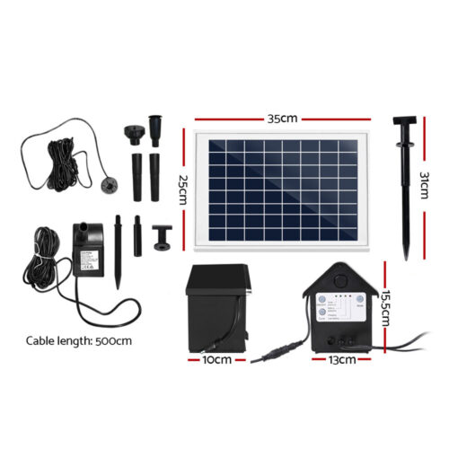 Gardeon Solar Pond Pump Submersible Water Fountain with Battery Kit LED Lights 6.6FT - Image 2