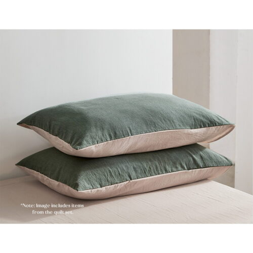 Cosy Club Cotton Bed Sheets Set Green Beige Cover Single - Image 4