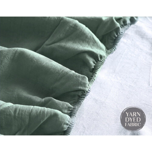 Cosy Club Cotton Bed Sheets Set Green Beige Cover Single - Image 5