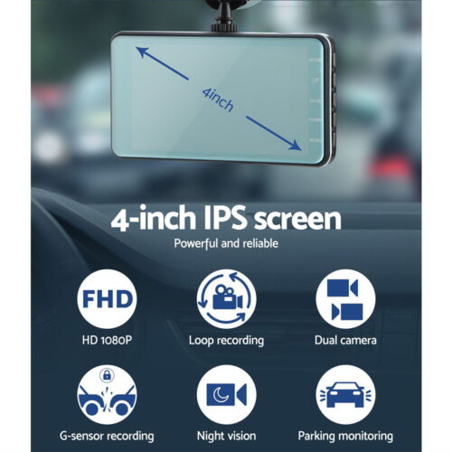 UL-tech Dash Camera 1080P 4" Front Rear Cam,UL-tech Dash Camera 1080P 4" Front Rear View Dual Cam Car DVR Reverse Recorder - Image 5