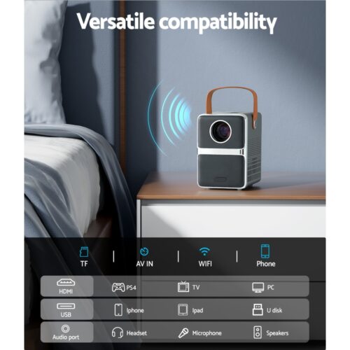 Devanti Portable Mini Video Projector 4K Wifi Home Theater HDMI Support 1080P - Image 6