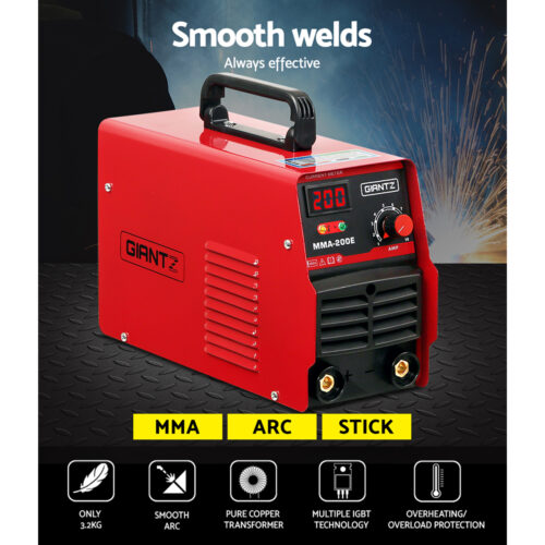 Giantz 200 Amp Inverter Welder MMA ARC DC IGBT Welding Machine Stick Portable - Image 4