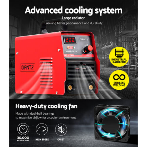 Giantz 200 Amp Inverter Welder MMA ARC DC IGBT Welding Machine Stick Portable - Image 5