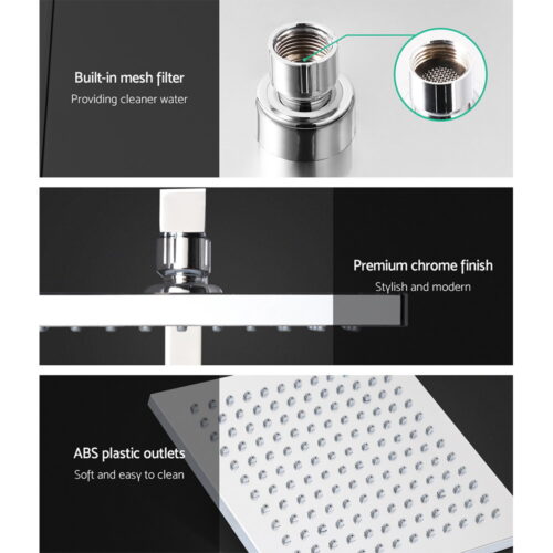 Cefito 8'' Rain Shower Head Set Handheld Square High Pressure Chrome - Image 4