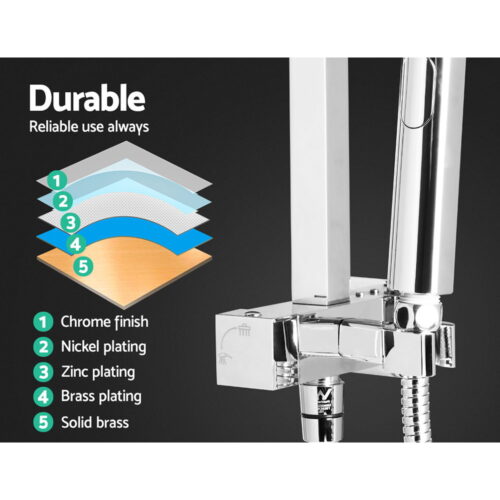 Cefito 8'' Rain Shower Head Set Handheld Square High Pressure Chrome - Image 5