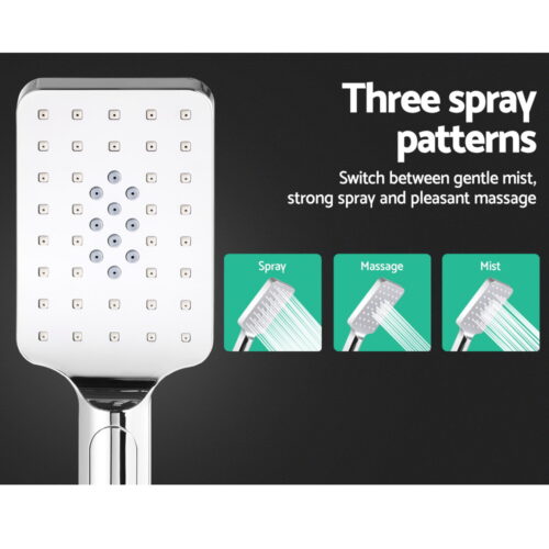 Cefito 8'' Rain Shower Head Set Handheld Square High Pressure Chrome - Image 7