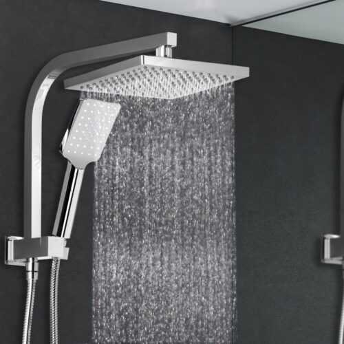 Cefito 8'' Rain Shower Head Set Handheld Square High Pressure Chrome - Image 8