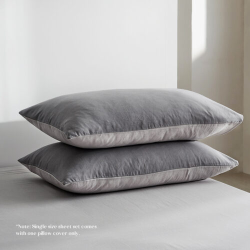 Cosy Club Washed Cotton Sheet Set Grey Double - Image 3