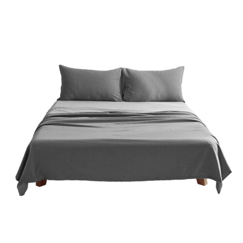 Cosy Club Washed Cotton Sheet Set Grey Double - Image 9