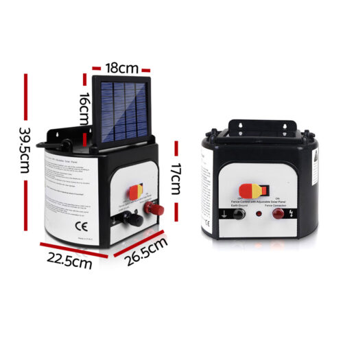 Giantz Fence Energiser 8KM Solar Powered 0.3J Electric Fencing Charger - Image 2