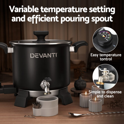 Devanti 5L Wax Melter Candle Making 1200W Melting Pot Furnace Quick Pour Spout Soy Soap - Image 6