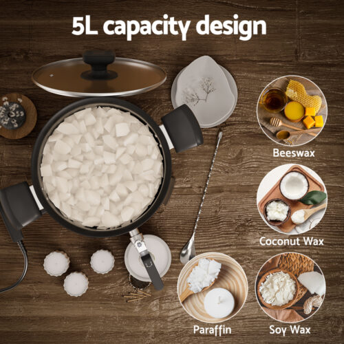 Devanti 5L Wax Melter Candle Making 1200W Melting Pot Furnace Quick Pour Spout Soy Soap - Image 7