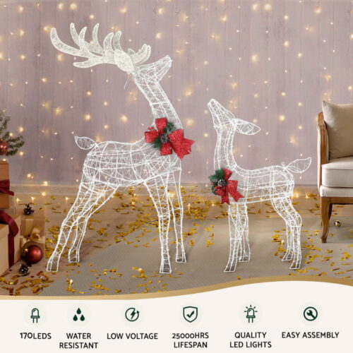 2 PCS Christmas Lights 170 LED Fairy Light Reindeer Decorations Jingle Jollys - Image 4