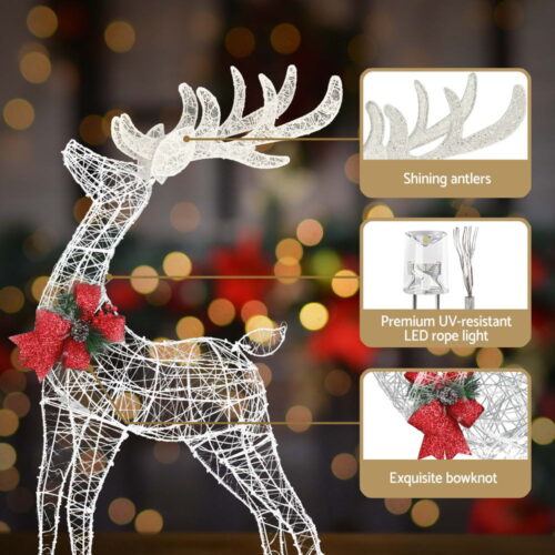 2 PCS Christmas Lights 170 LED Fairy Light Reindeer Decorations Jingle Jollys - Image 6