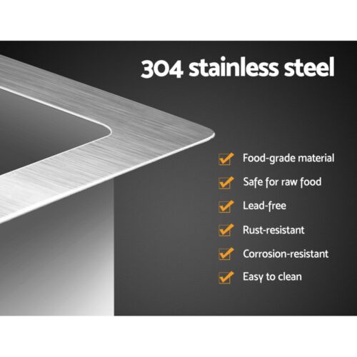 Cefito 54cm x 44cm Stainless Steel Kitchen Sink Under/Top/Flush Mount Black - Image 4