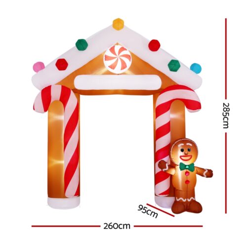 Jingle Jollys Christmas Inflatable Archwary Ginger 2.8M Illuminated Decorations - Image 2