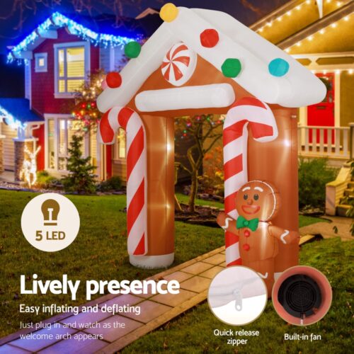 Jingle Jollys Christmas Inflatable Archwary Ginger 2.8M Illuminated Decorations - Image 3
