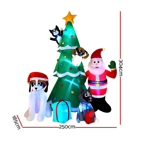 Jingle Jollys Christmas Inflatable Santa Tree 3M Illuminated Decorations - Image 2