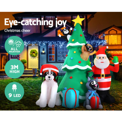 Jingle Jollys Christmas Inflatable Santa Tree 3M Illuminated Decorations - Image 4