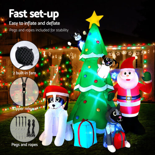 Jingle Jollys Christmas Inflatable Santa Tree 3M Illuminated Decorations - Image 6