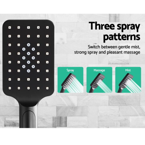 Cefito 8'' Rain Shower Head Set Handheld Square High Pressure Black - Image 7