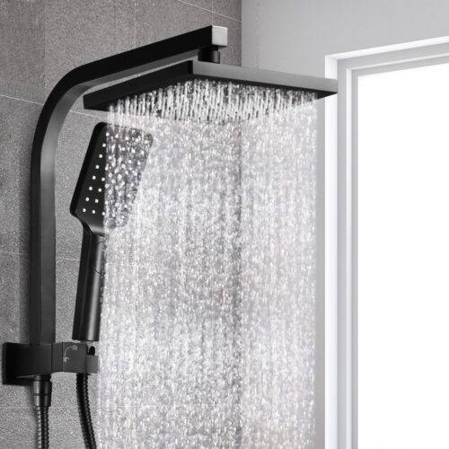 Cefito 8'' Rain Shower Head Set Handheld Square High Pressure Black - Image 8