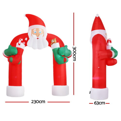 Jingle Jollys Christmas Inflatable Santa Archway 2.3M Outdoor Decorations Lights - Image 2