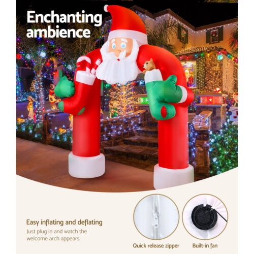 Jingle Jollys Christmas Inflatable Santa Archway 2.3M Outdoor Decorations Lights - Image 6