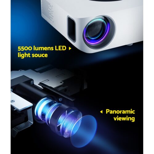 Devanti Bluetooth Video Projector WIFI 1080P Home Theater HDMI Touch Screen - Image 5
