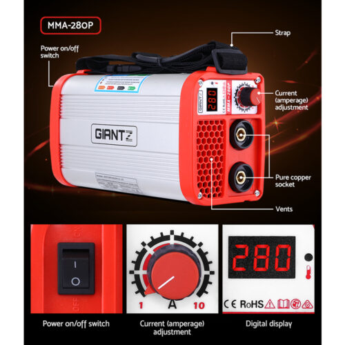 Giantz 280 Amp Inverter Welder DC MMA ARC IGBT Stick Portable Welding Machine - Image 4