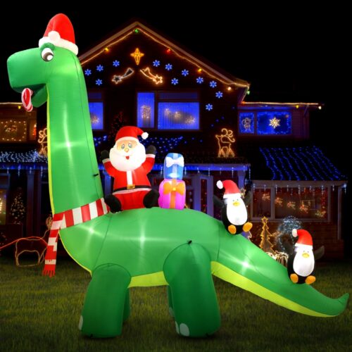 Jingle Jollys Christmas Inflatable Santa Dinosaur 3.8M Illuminated Decorations - Image 6