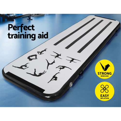 Everfit 3M Air Track Gymnastics Tumbling Mat Exercise Cheerleading Unique Black - Image 5