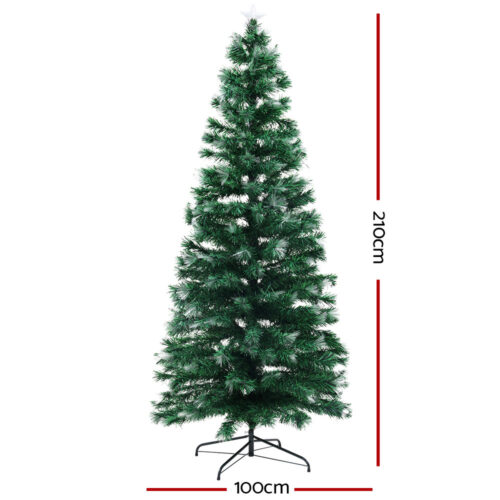Jingle Jollys Christmas Tree 2.1M 7FT LED Xmas Multi Colour Lights Optic Fibre - Image 2