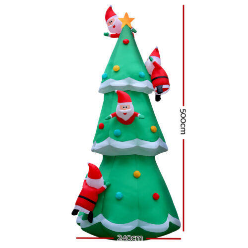 Jingle Jollys Christmas Inflatable Santa Tree 5M Illuminated Decorations - Image 2