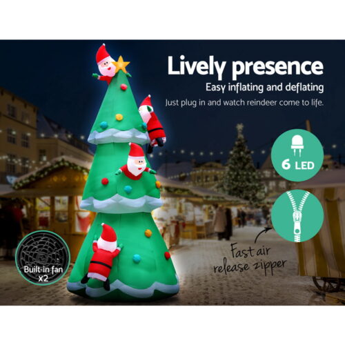 Jingle Jollys Christmas Inflatable Santa Tree 5M Illuminated Decorations - Image 6