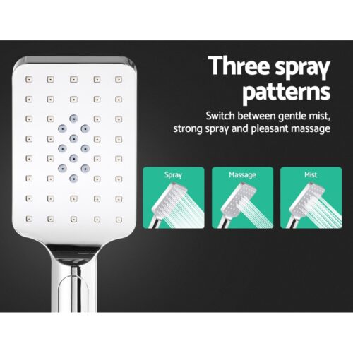 Cefito 10'' Rain Shower Head Set Handheld Square High Pressure Chrome - Image 7