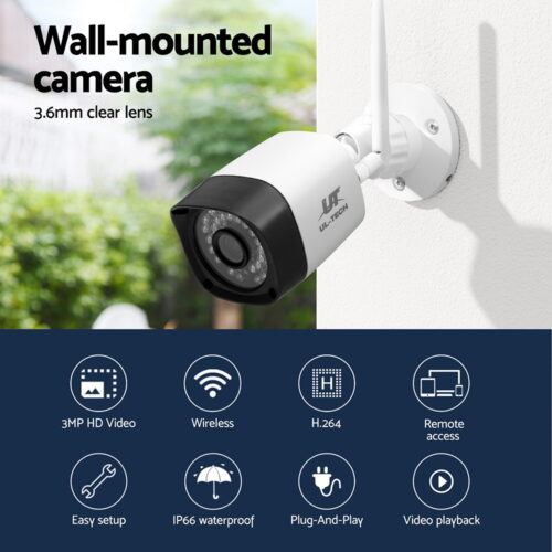 UL-tech 3MP Wireless CCTV 8CH 4 Square Camera - Image 4