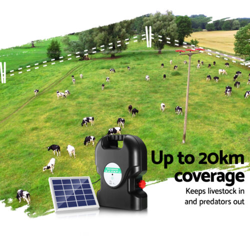 Giantz Fence Energiser 20KM Solar Powered 1.2J Electric - Image 6