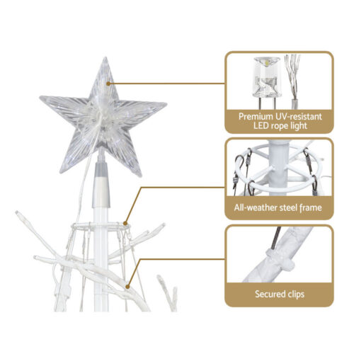 Jingle Jollys Christmas Tree 1.8M 6FT LED Xmas Decoration Cold White Lights - Image 5