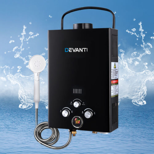 Devanti Portable Gas Water Heater 8L/Min LPG System Black - Image 8