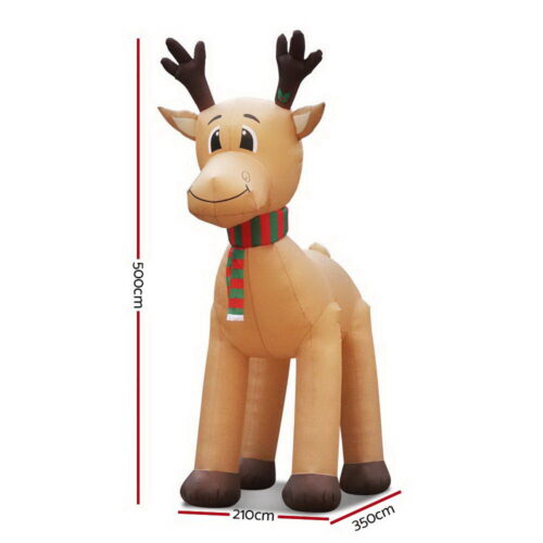Jingle Jollys Christmas Inflatable Reindeer 5M Illuminated Decorations - Image 2