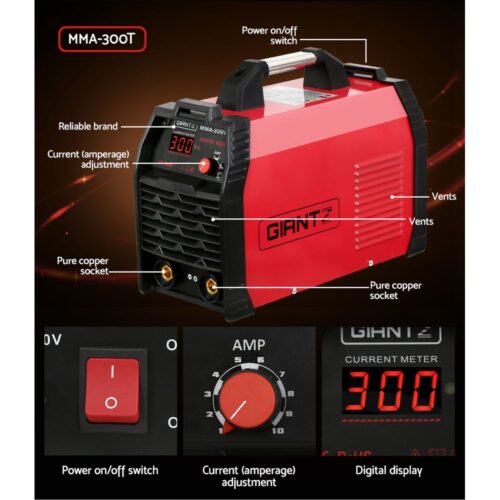 Giantz 300Amp Inverter Welder MMA ARC iGBT DC Gas Welding Machine Stick Portable - Image 5