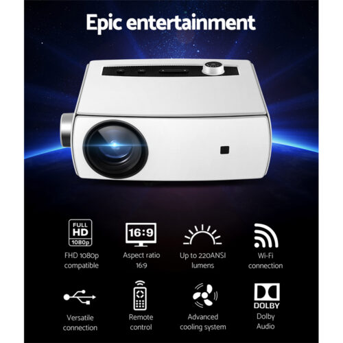 Devanti Mini Video Projector Wifi USB HDMI Portable HD 1080P Home Movie - Image 5