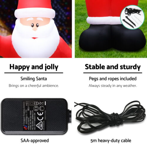 Jingle Jollys Christmas Inflatable Santa 5M Illuminated Decorations - Image 7