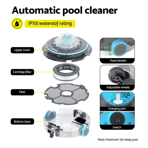 Aqua Buddy Robotic Pool Cleaner Automatic Vacuum Robot Swimming Cordless - Image 4