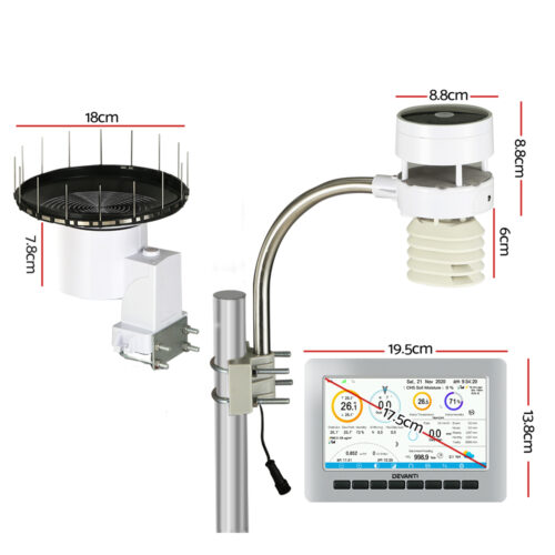 Devanti Weather Station Ultrasonic Anemometer Outdoor WiFi Rain Gauge Solar - Image 2
